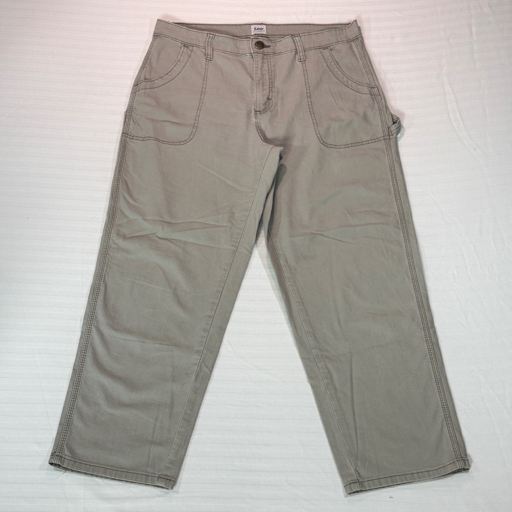 Lee Green Carpenter Pants Straight Leg Utility Trousers 36x26 Herringbone